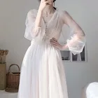 Женское платье Bella philosophy, элегантное однотонное платье трапециевидной формы на пуговицах с пышными рукавами и v-образным вырезом, весна 2022