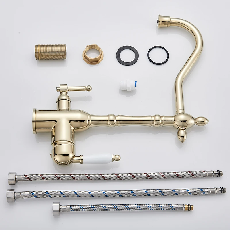 Смеситель с фильтром для воды кухонный кран двойной ручкой и смеситель вращением