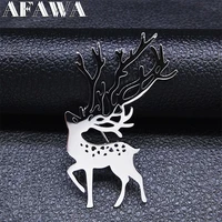 2022 stainless steel sika deer big brooch pin womenmen silver color brooch jewelry broches para ropa mujer de lujo x7320s01