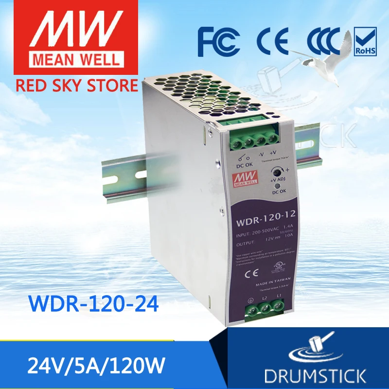 

kindly MEAN WELL 6Pack WDR-120-24 24V 5A meanwell WDR-120 24V 120W Single Output Industrial DIN RAIL Power Supply