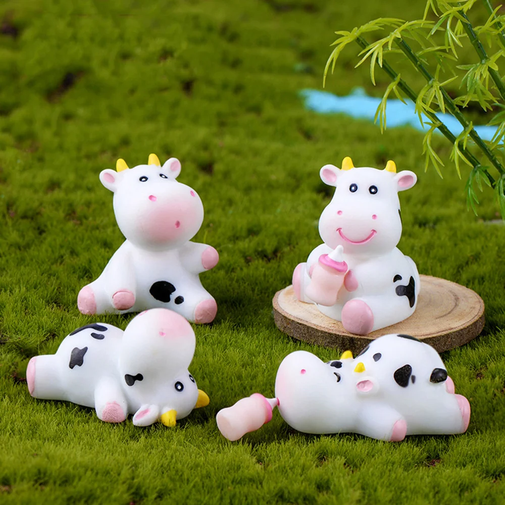 

1 Pcs Koe Beeldje Decoratie Ambachtelijke Miniatuur Model Home Decoratie Leuke Accessoires Desktop Tuin Decoratie