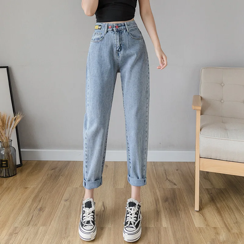

Woman Mom Jeans Pants Fashion New Design Harem Pant Jeans for Women High Waist Loose Large Size Ladies Denim Pants
