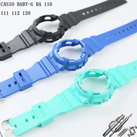 watch accessories rubber strap 14mm pin buckle for casio baby g ba 110 111 112 120 womens resin sports watch case
