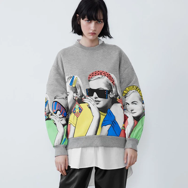 Повседневные толстовки с круглым вырезом женская модная толстовка принтом