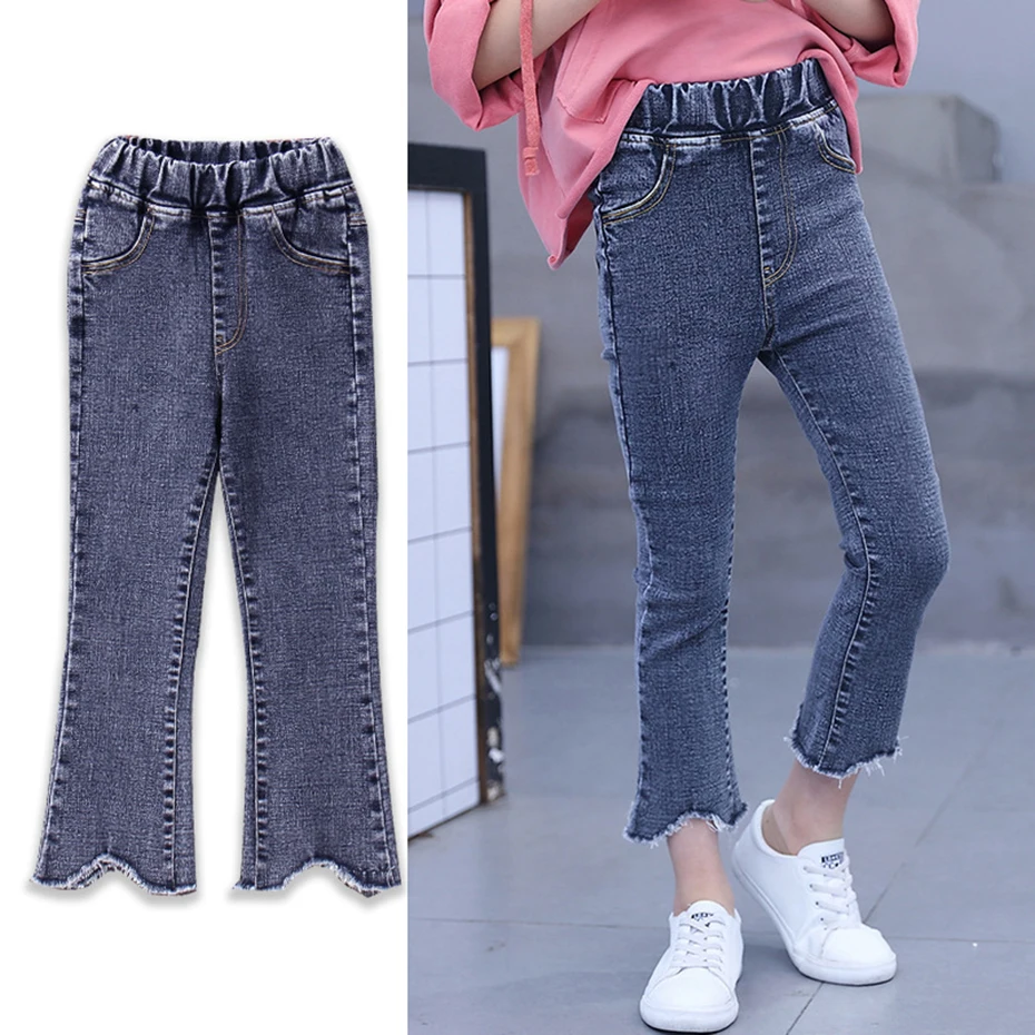 Джинсы однотонные леггинсы для девочек джинсы узкие расклешенные детей новые