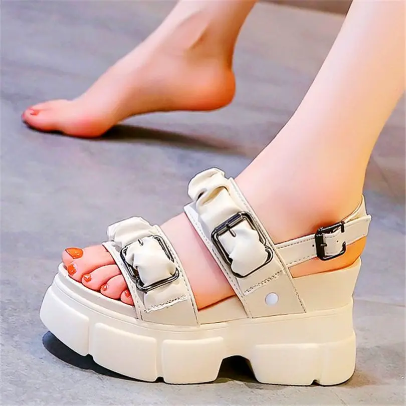 

Gladiators Women Strappy Buckle Platform Wedge Sandals Open Toe High Heels Oxfords Punk Goth School Shoes Party34 35 36 37 38 39