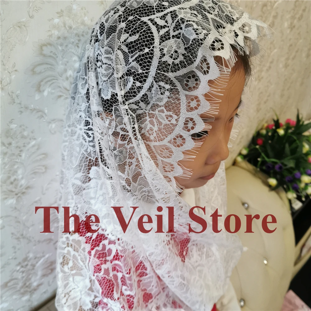 Кружевная Фата ISHSY Girls для церкви католическая повязка на голову круглая