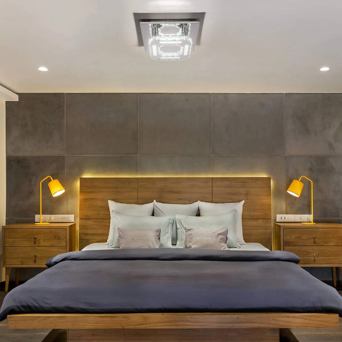 

LED Ceiling Light Square Crystal Lamp Crystal Ceiling Light Sturdy Durable 90-260V Intelligent Drive Bedroom Illumination