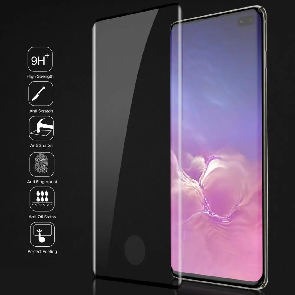 10 шт./лот закаленное стекло для Samsung galaxy S10 PLUS S10E S9 S8 NOTE Pro защита экрана сканер