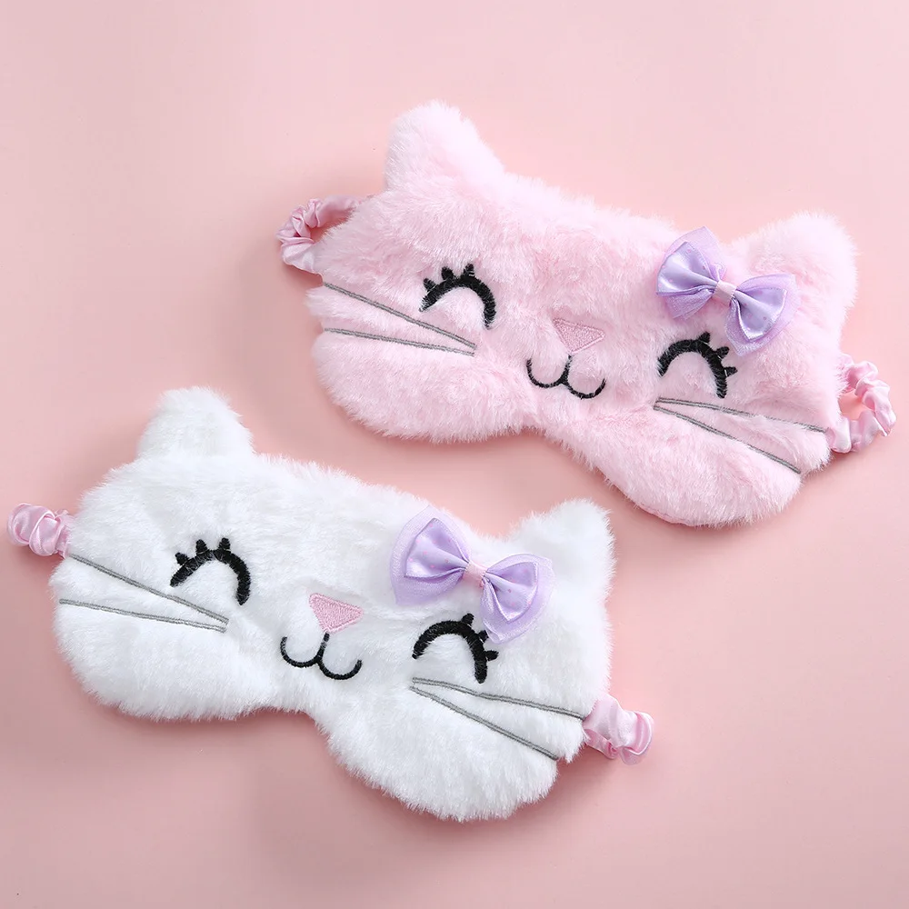 

Plush Sleeping Mask Blindfold Cute Cat Eye Cover Kids Anime Sleep Mask Cartoon Soft Plush Mask Travel Rest Sleeping Aid Eyepatch