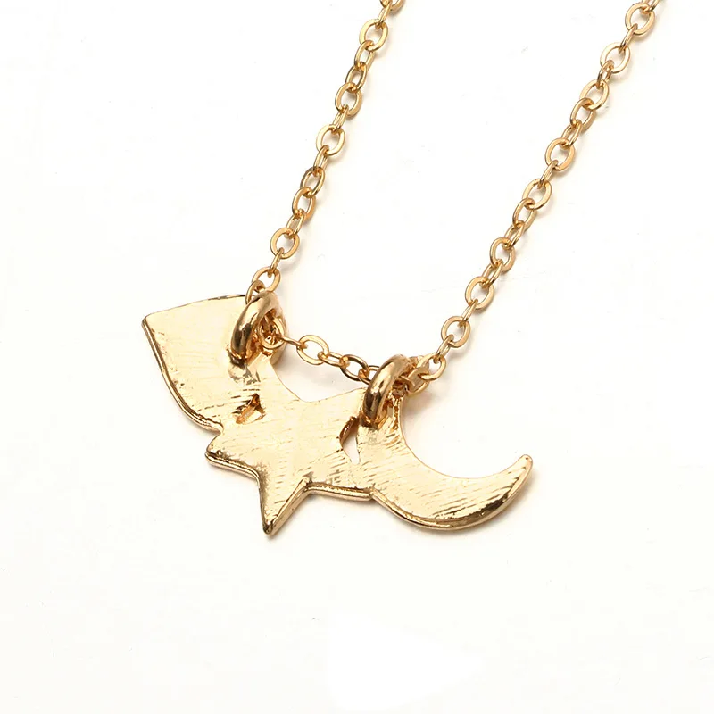Однослойный простой стиль дамы ключицы цепи Звезда Сердце луна кулон ожерелье