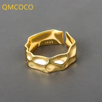 qmcoco new silver color irregular bump texture ring for women men fashion simple trend open ring for woman jewelry gifts