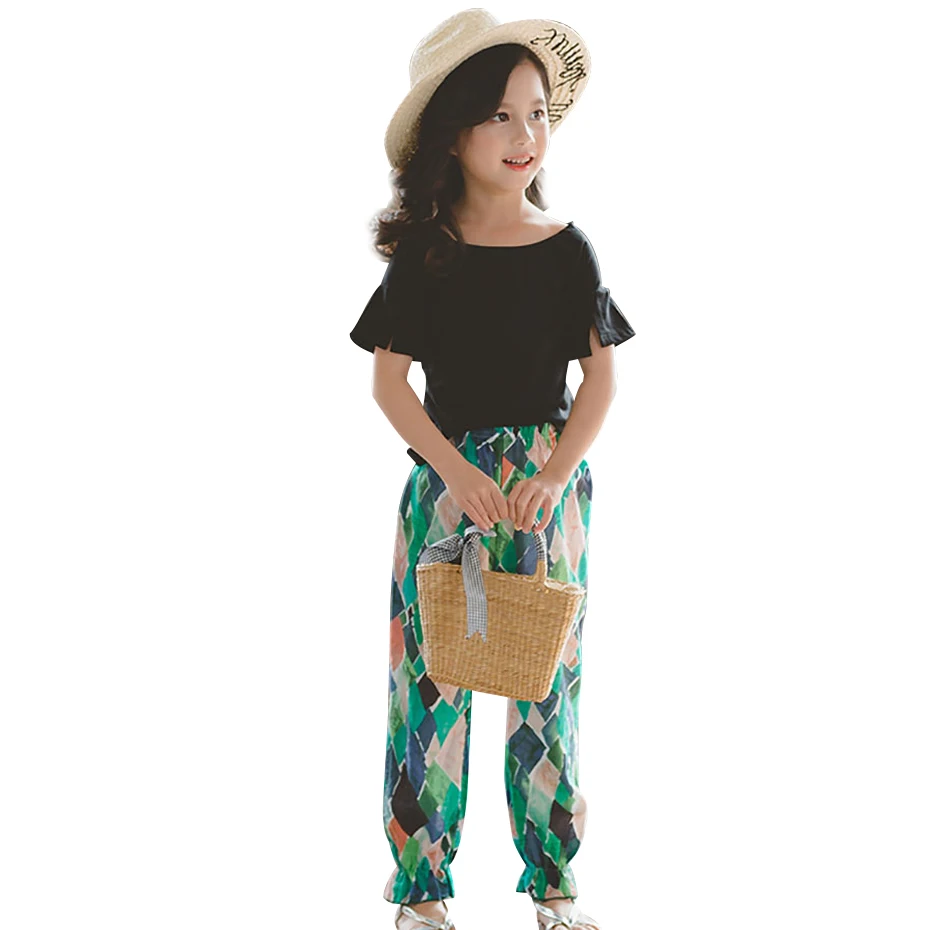 2019 г. комплект одежды для девочек летний праздничный детей 6 8 12 лет Весенняя