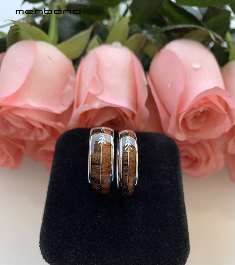 Кольцо из вольфрама для мужчин и женщин обручальное кольцо с 2 деревянными