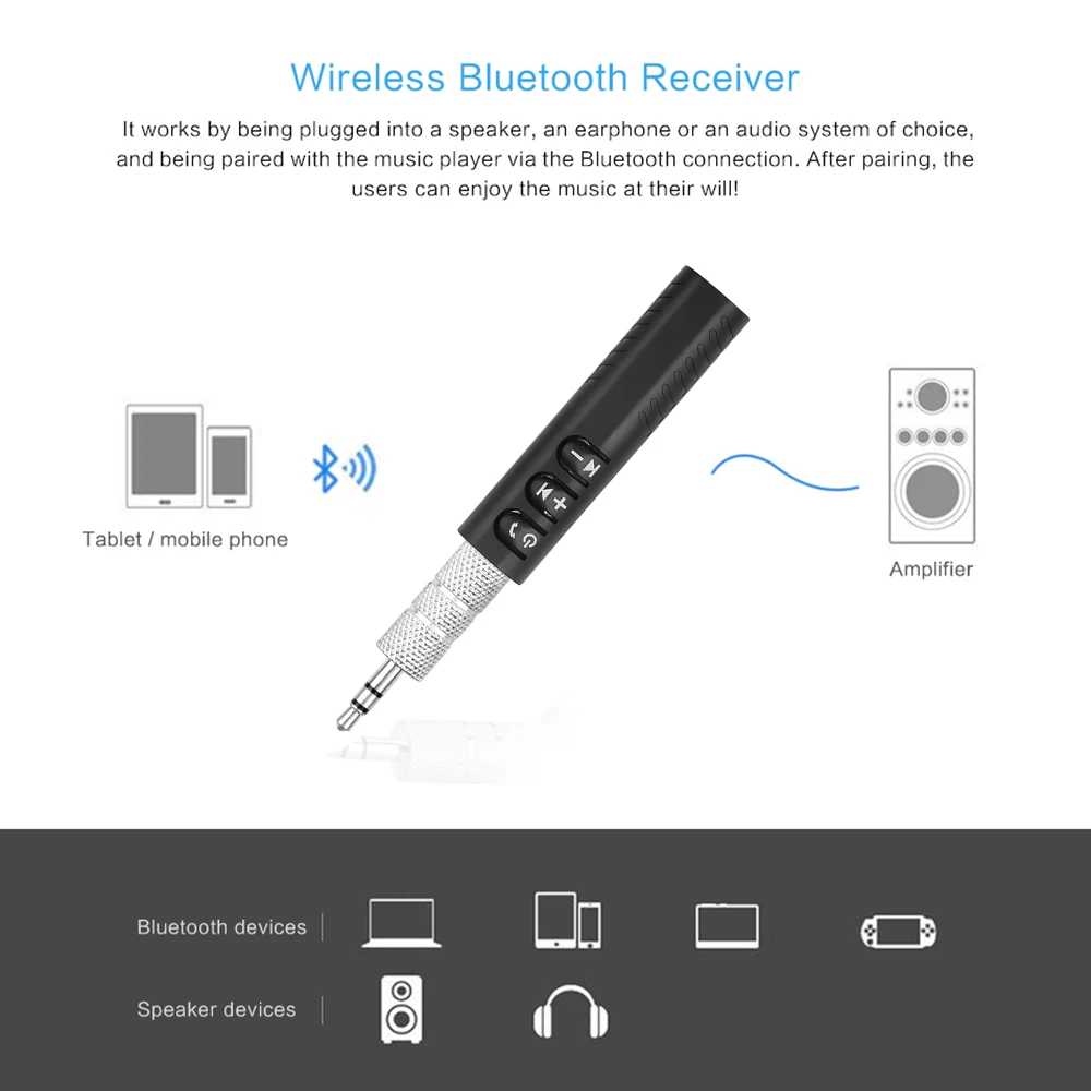 Kebidu Мини 3 5 мм Jack Беспроводной Bluetooth приемник аудио Музыка адаптер с микрофоном
