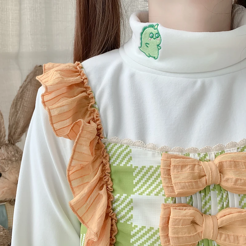 Женская утепленная Водолазка с длинным рукавом вышивкой