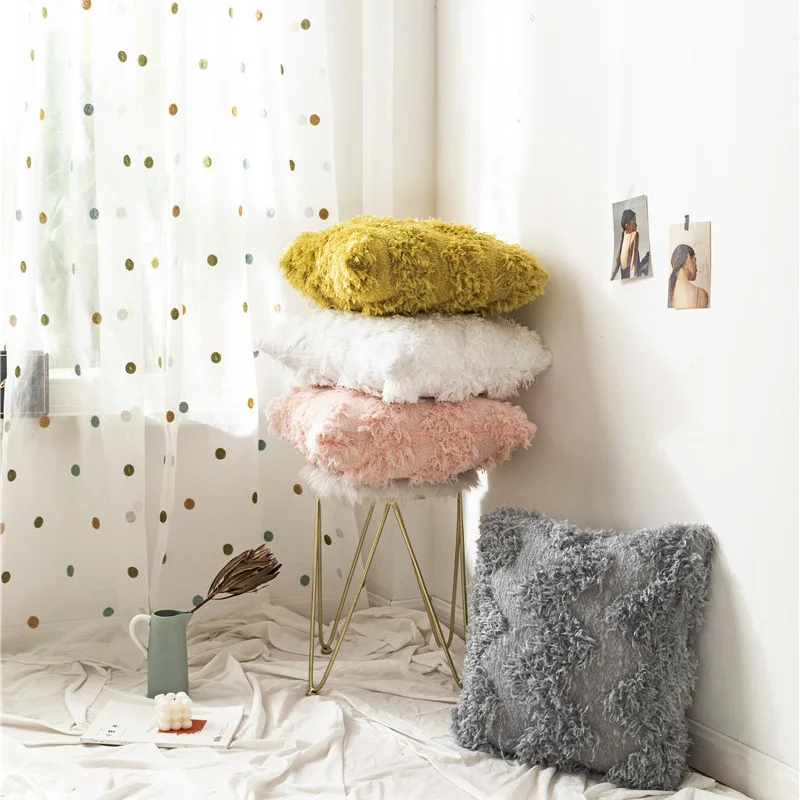 Nordic Стиль однотонная подушка крышка перо бархат пушистый чехлы на диванные