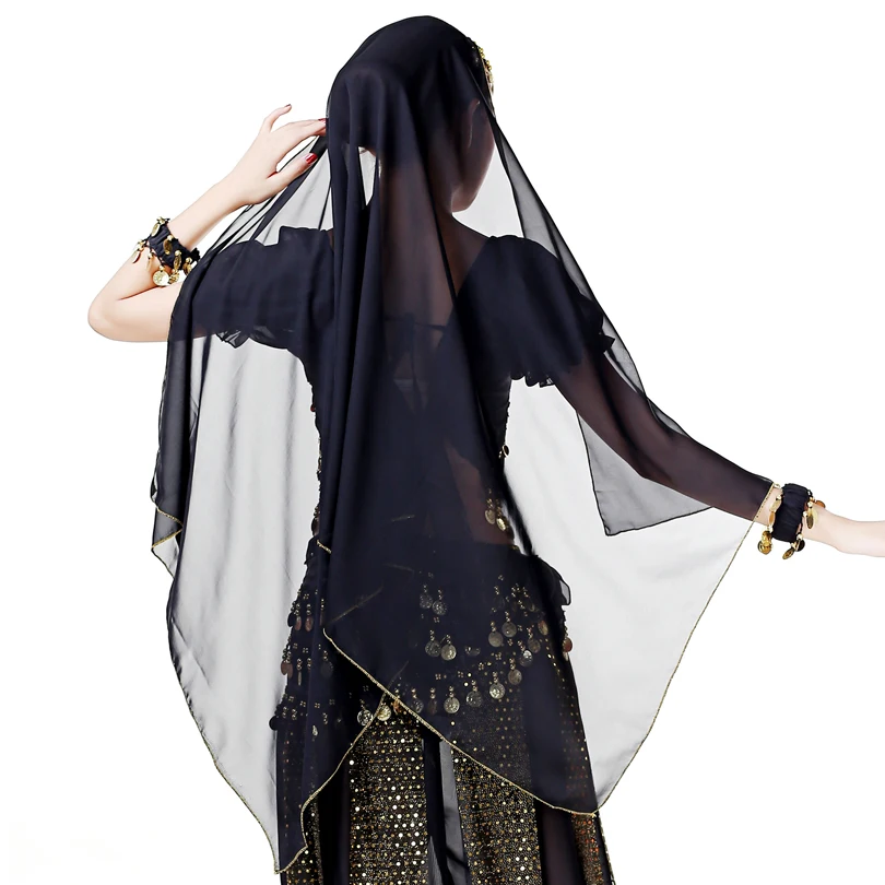 

Indian Dance Scarf Head Veil Belly Dance Accessory Performance Wear Costumes Halloween Cosplay Veil Head Chiffon
