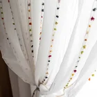 Белая Льняная Тюлевая занавеска с вышивкой для гостиной, цветные полосатые прозрачные Занавески Из вуали для спальни, занавески, потайной Декор