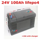Водонепроницаемый 24V 100AH lifepo4 Батарея BMS 8S 25,6 V для 2400W велосипедов автодома RV AGV скутер гольф-кары Газа + 10A Зарядное устройство