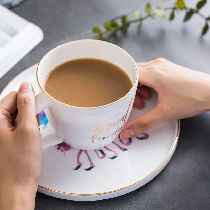 Креативная фарфоровая тарелка для завтрака с фламинго стейка посуда кружка