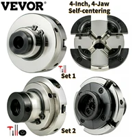 vevor 4in 4 jaw self centering lathe chuck w universal adapter screw wrench for woodworking milling drilling grinder clamping