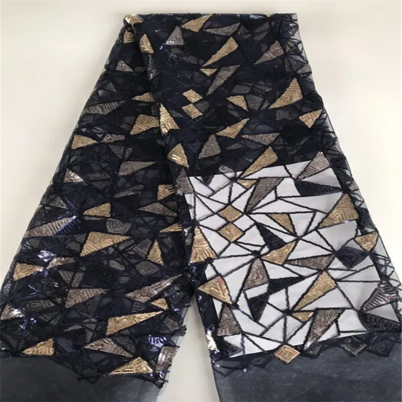 French Sequins Lace Fabric 2020 gold African Tulle High Quality Nigerian Embroidered Wedding Dress | Дом и сад