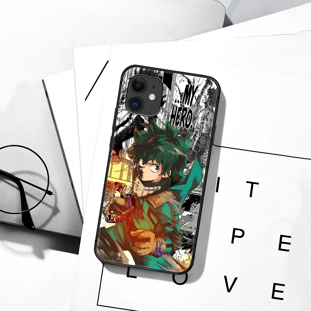 

My Hero Academia Deku Anime Phone Case For iPhone 5 5S SE 2020 6 6S 7 8 Plus 11 12 Mini X XS XR Pro Max black Etui Trend Cell