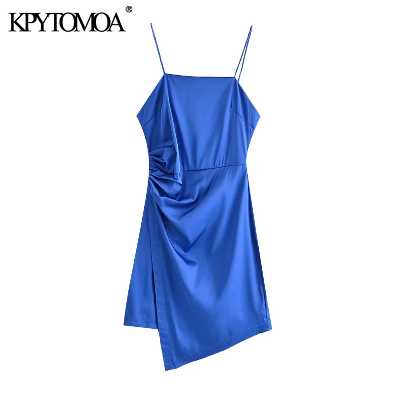 Женское винтажное мини платье KPYTOMOA стильное модное с узкими лямками и открытой
