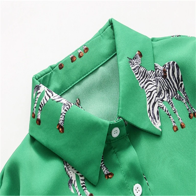 

Women's Fashion Zebra Pattern Chic Animal Print Casual Workwear Tops Office Ladies Long Sleeve Business Shirt Women Tops