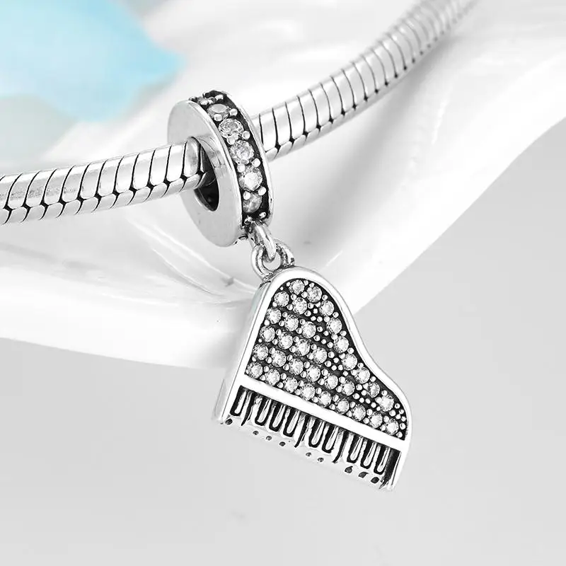 Настоящие 925 стерлингового серебра браслеты с подвесками Романтический бусины в