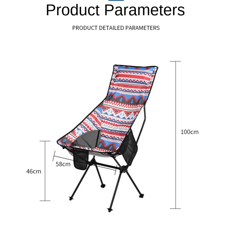 

Ultralight Portable Folding Chair Garden Chair Ethnic Customs with Storage Bag and Pillow Aluminum Bracket Outdoor Camping
