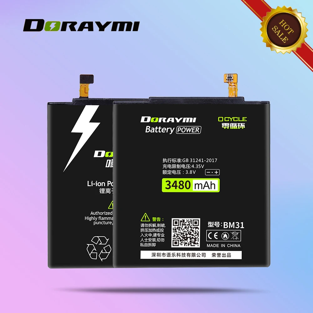 

DORAYMI BM31 Lithium Polymer Battery for Xiaomi Mi 3 Mi3 Mobile phone Batteries High Power Bateria Replacment