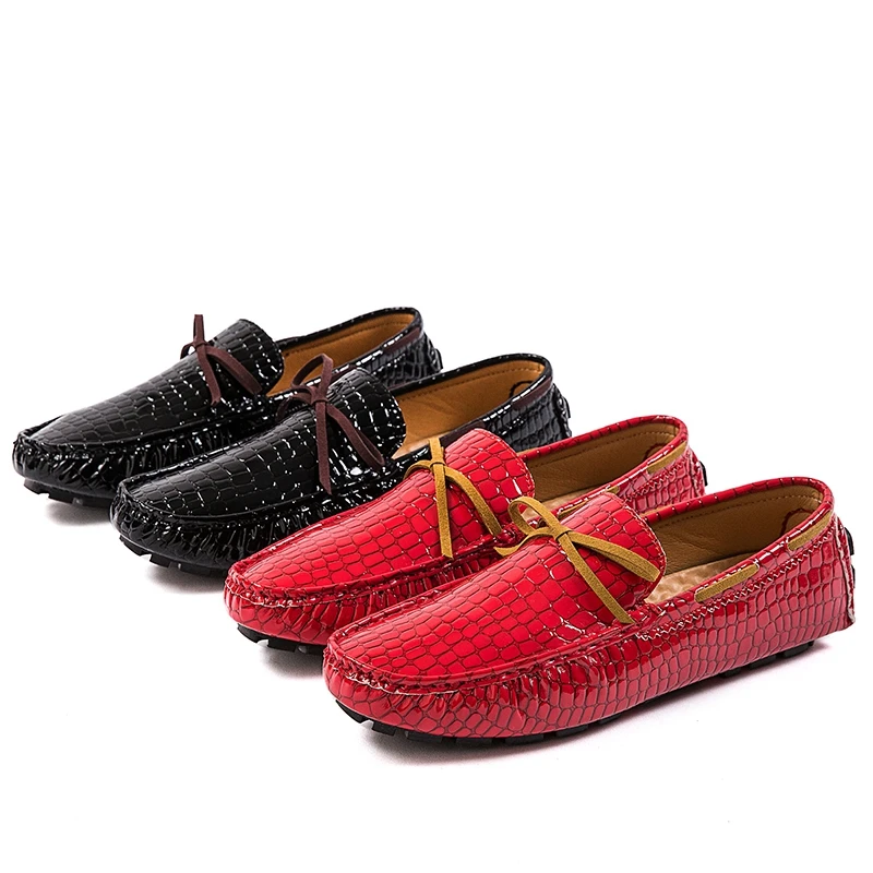 

Лоферы мужские кожаные, черные, красные, без шнуровки, размер 37-48, плоская мужская обувь