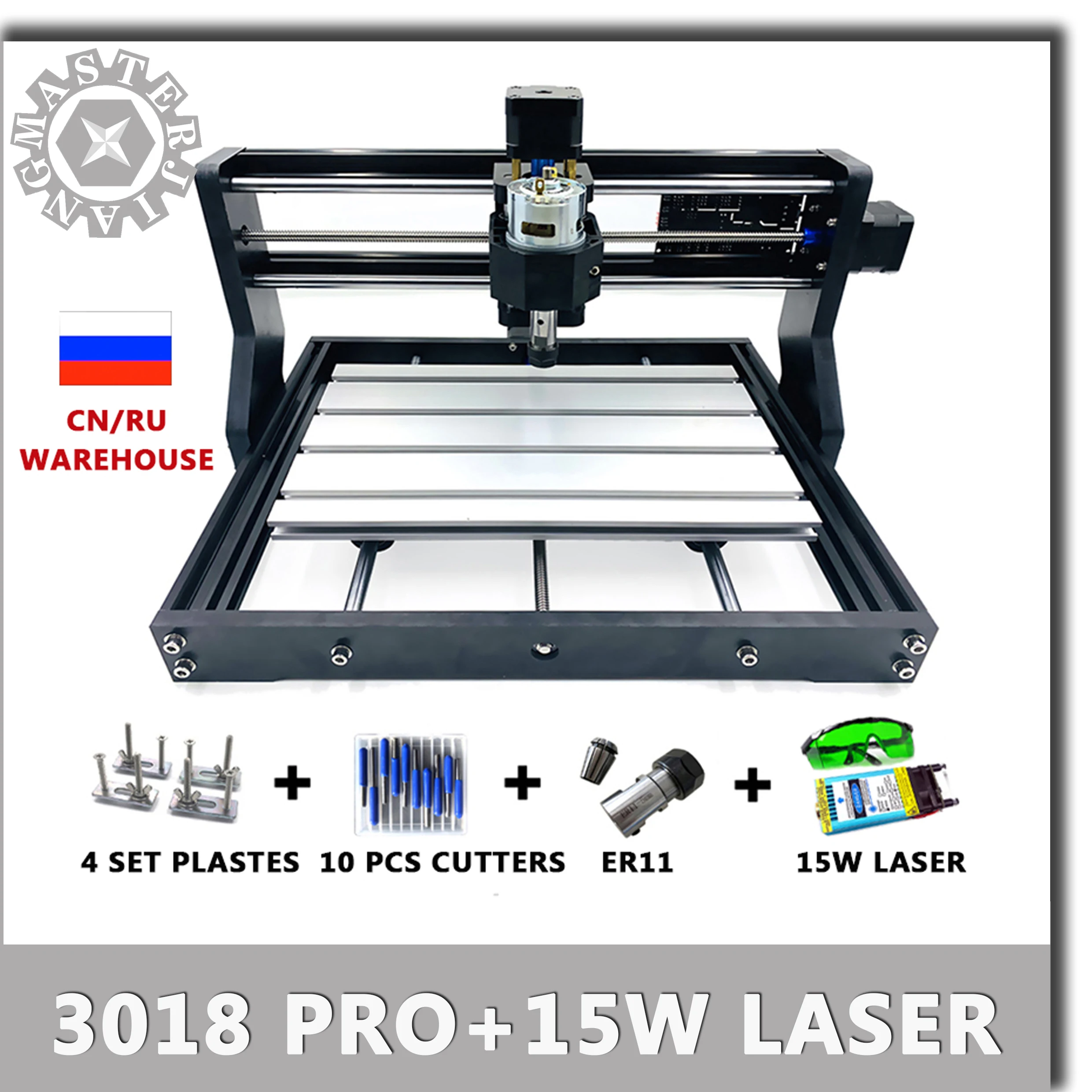 CNC 3018Pro максимум 15 Вт GRBL путем самостоятельного выбора между 3 оси pcb фрезерный