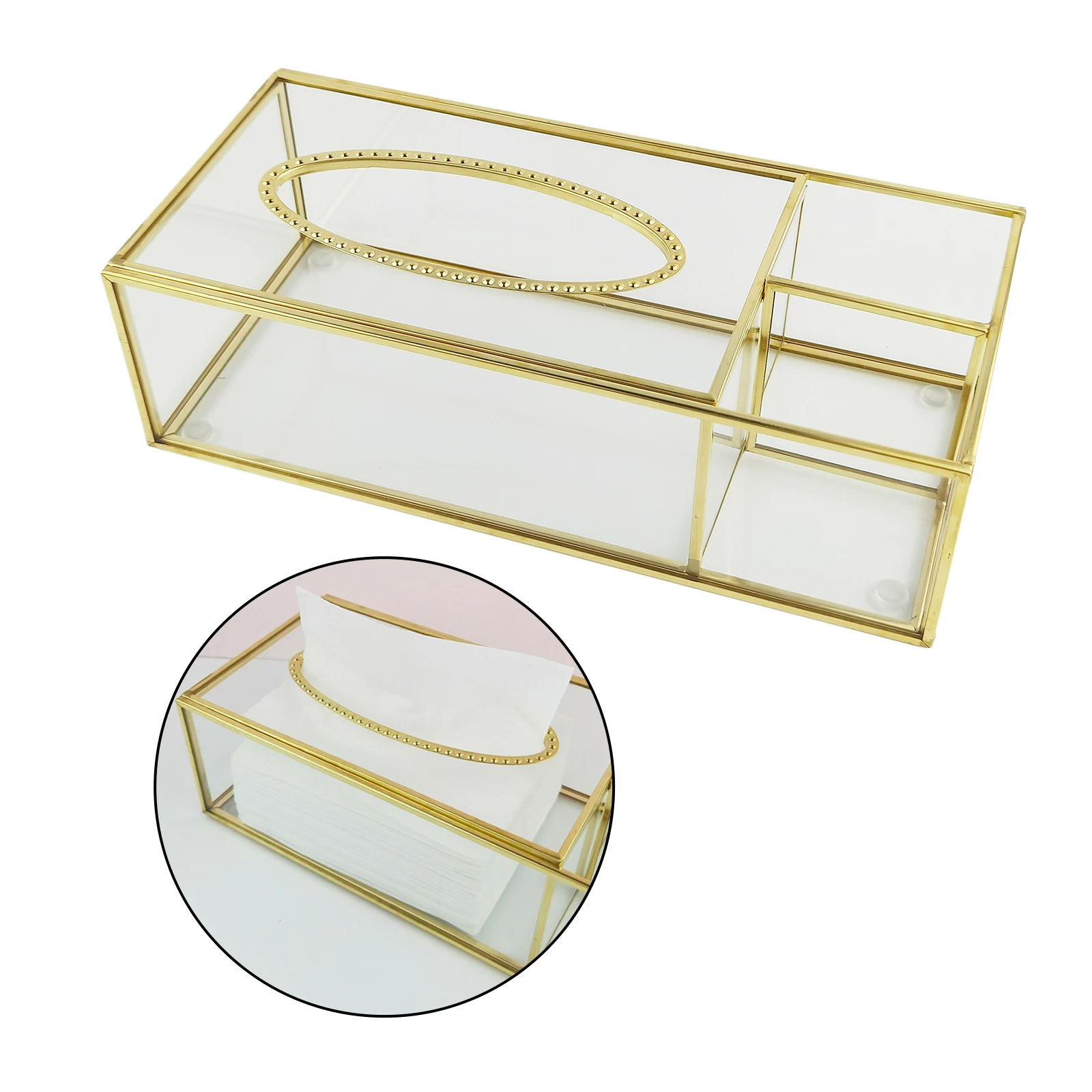 Прямоугольная прозрачная стеклянная бумажная коробка для салфеток декоративная