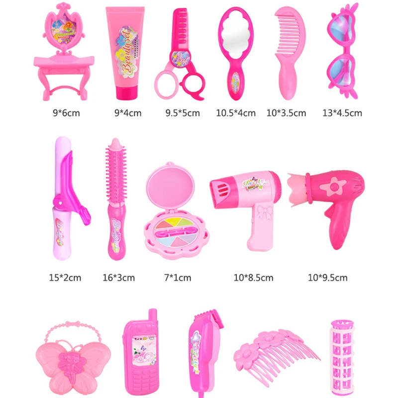 

25-32PCS Girls Make Up Toys Pretend Play Make Up Tool Kit Princess Hairdressing Simulation Cosmetic Toy For Girls Dressing
