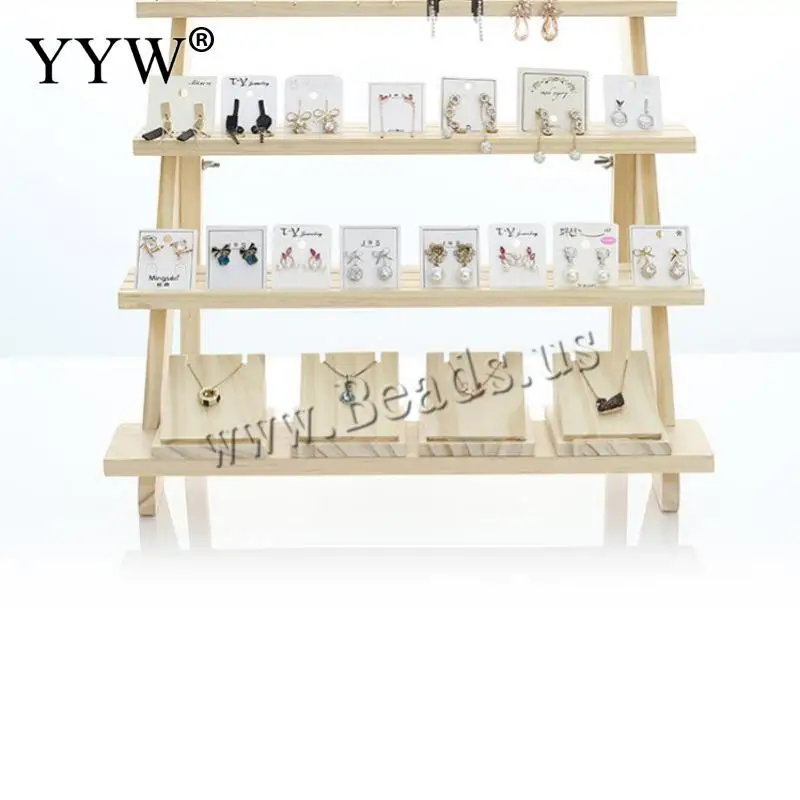 

Wooden Earrings Cardboard Stand Stall Live Jewelry Stand 2-5 Floors Earrings Storage Jewelry Shelf Hand Office Display Stand