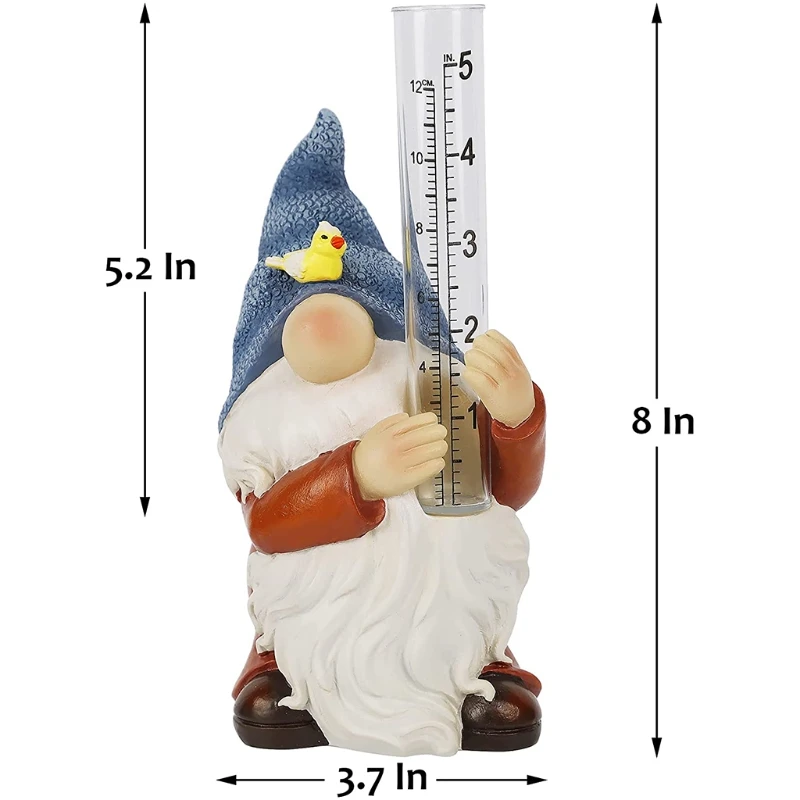 

Resin Gnome Rain Gauge Cute Dwarf Elf Statue Sculpture Outdoor Garden Ornaments