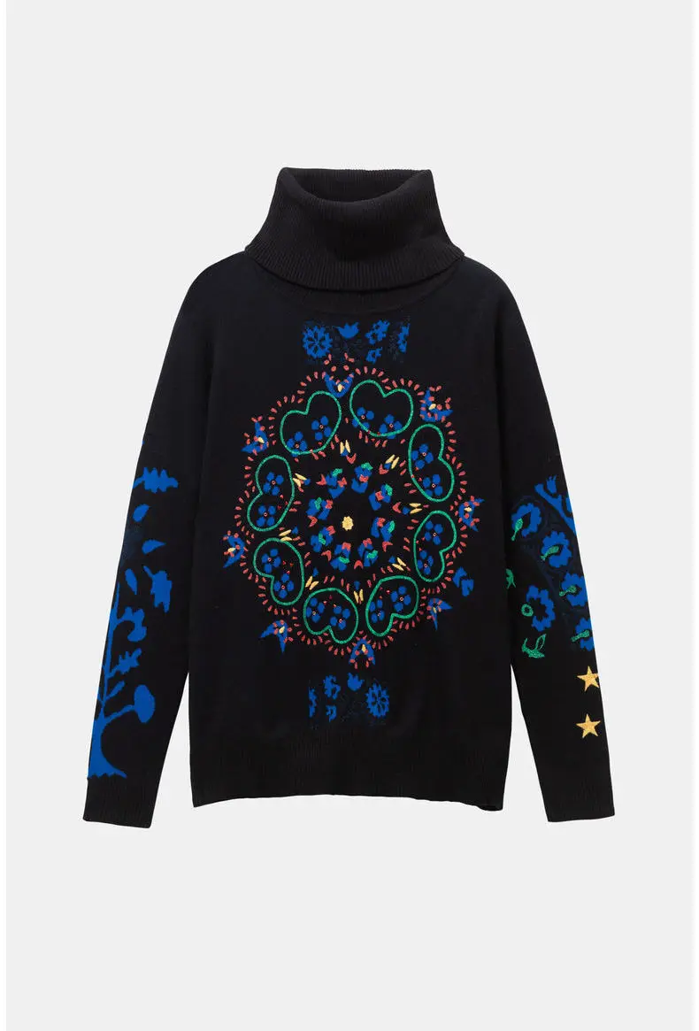 

Jacquard Pullover Sweater Spain D Knitting Base CoatLoose