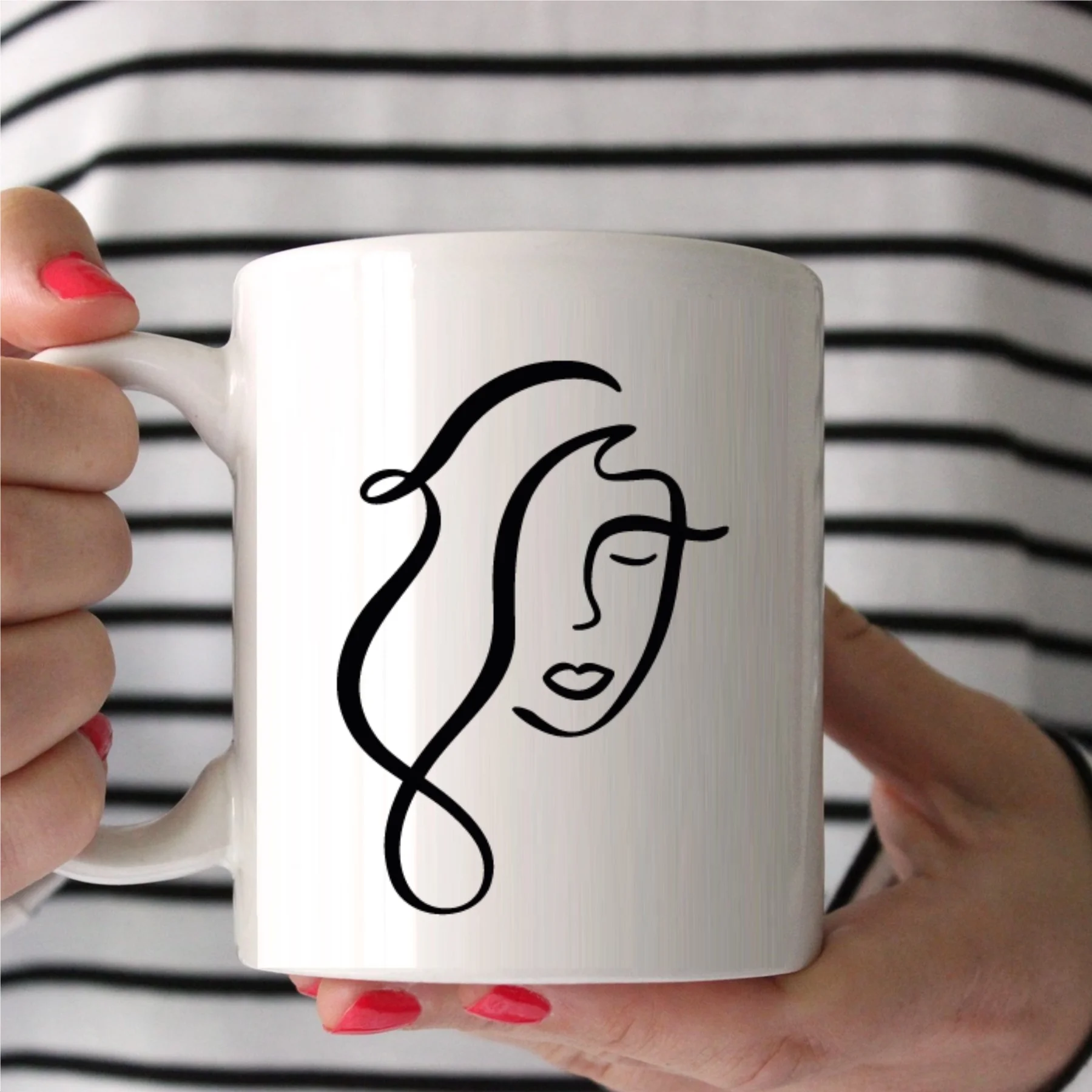 

Special Design Abstract Faces White Mug Cup-7