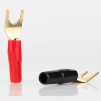 4 pcs high quality gold plated spade plug speaker cable spade connector terminal plug