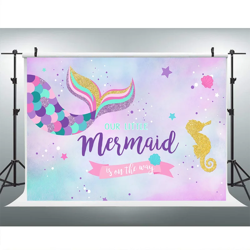 MOCSICKA Little Mermaid Photography Backdrops Photophone Celebration Birthday Party Background for Photo Studio Underwater | Электроника