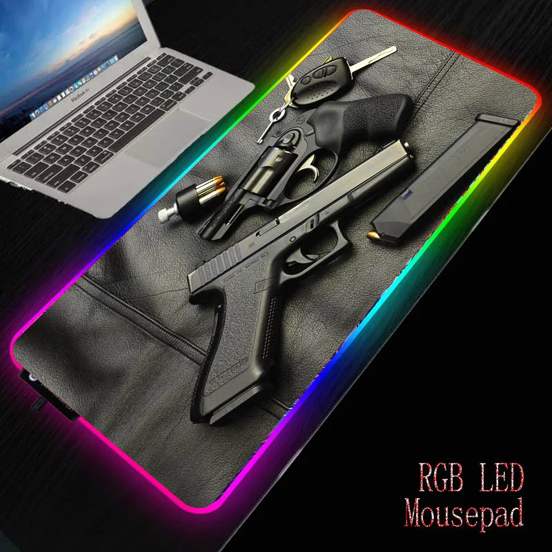 

XGZ Cool Gun Computer RGB Mouse Pad Gaming MousePad Large Mouse Pad Gamer XXL Mause Carpet PC Desk Mat Keyboard Pad Dropshipping