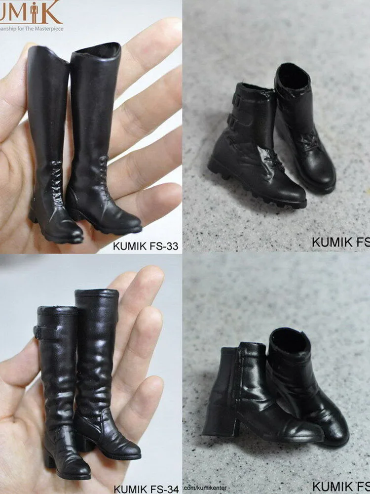 Черные ботинки KUMIK масштаб FS33-FS36 подходит для женских экшн-фигурок 12 дюймов |