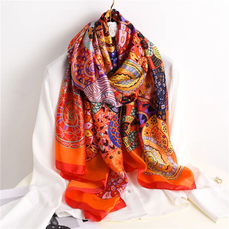 

2021 New Silk Scarf Women's Summer Thin and All-Matching Sunscreen Shawl Ethnic Style Scarf Beach Travel Towel Wholesale