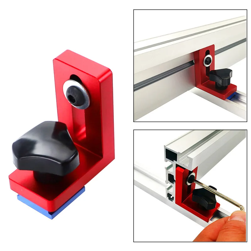 

30/45 Type Aluminum Alloy Miter Track Stop T-Tracks Chute Stopper Limiter Frosted Surface Anodized for Woodworking Workbench