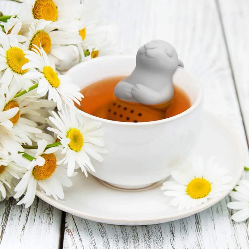

Tea strainer silicone creative cute animal shape reusable filter tea set herbal spice filter kitchen supplies tea accessories