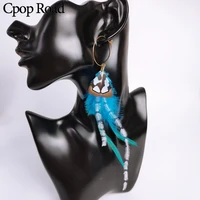 cpop boho ethnic nature feather earring small chic statement earring fashion feather jewelry accessories wholesale hot sale gift