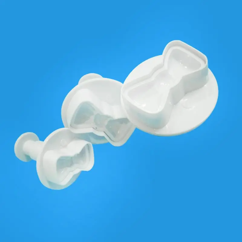 3Pcs/Set Plastic 3D Mini Bowknot Shape DIY Fondant Plunger Cutter Cookie Stamp Mold Bow-Tie Biscuit Cupcake Topper Mould Baking | Дом и сад